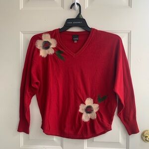 Red Floral Women's Sweater